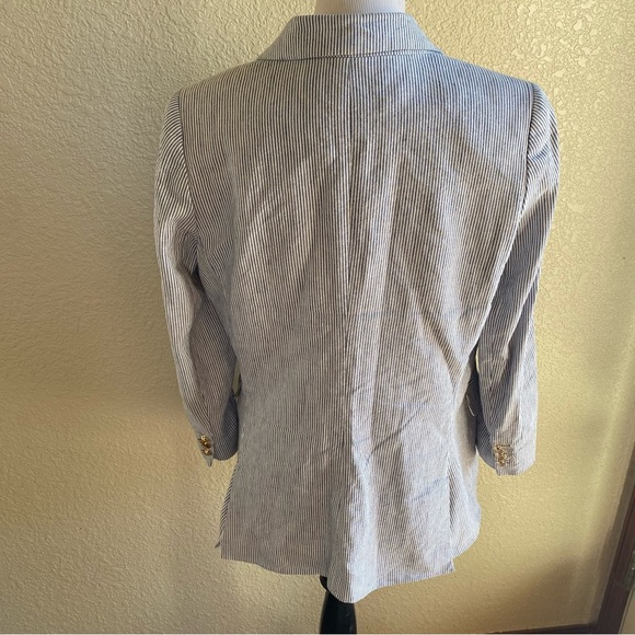 Antonio Melani Striped Double Breasted Blazer Notched Lapel Linen Cotton: 12 - Picture 5 of 12